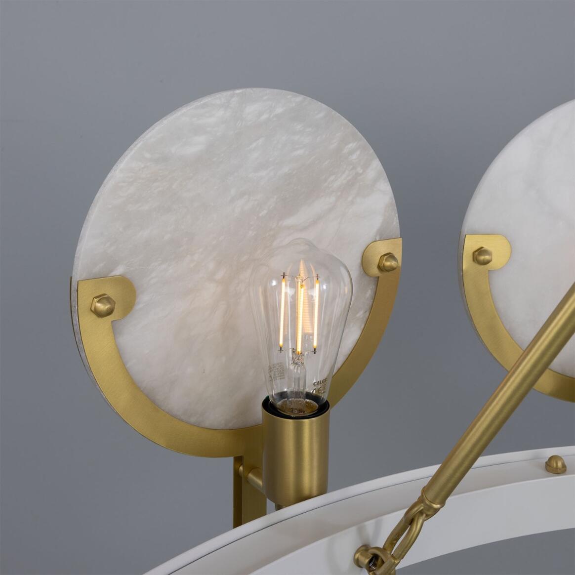 Mullan Lighting Edinburgh 12-Light Alabaster and Brass Ring Chandelier