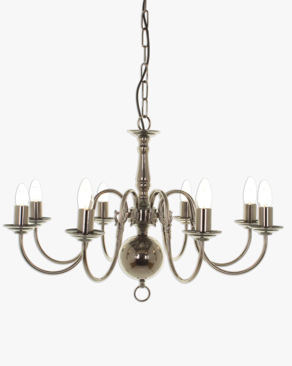Impex Lighting Flemish 8-Light Polished Brass Candle Chandelier