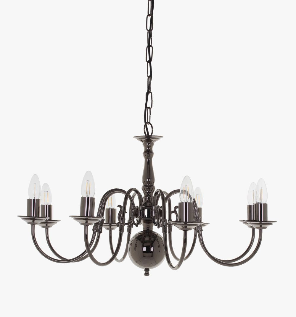 Impex Lighting Flemish 8-Light Gunmetal Candle Chandelier