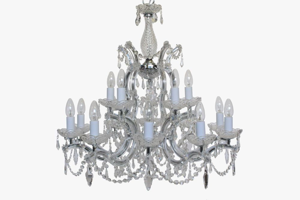 Impex Lighting Marie Theresa 16-Light Glass Arm Chrome Candle Chandelier