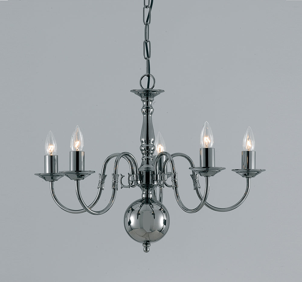 Impex Lighting Flemish 5-Light Gunmetal Candle Chandelier