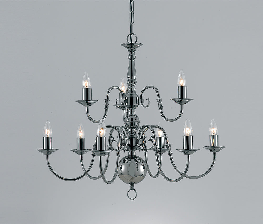 Impex Lighting Flemish 9-Light Gunmetal Candle Chandelier