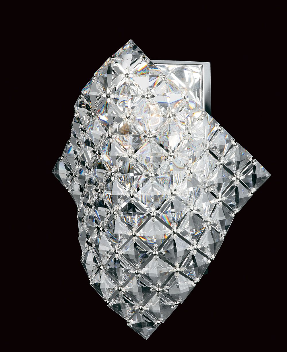Impex Lighting Diamond Cube 1-Light Chrome Crystal Wall Light