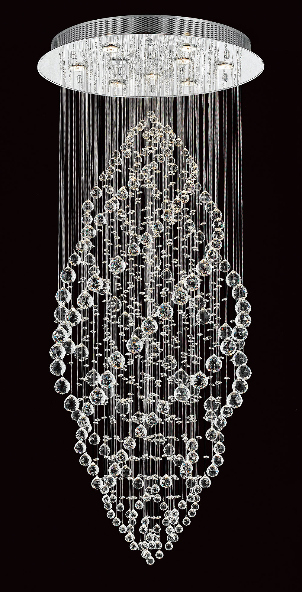Impex Lighting Madrid Modern 9-Light Chrome Crystal Chandelier