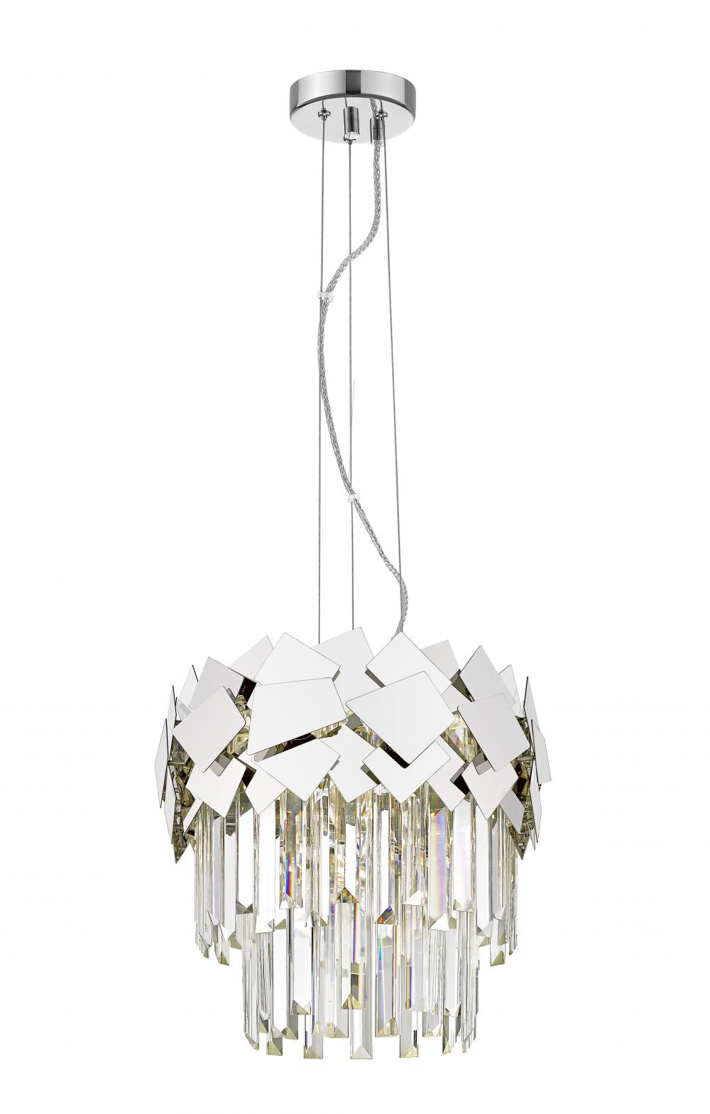Impex Lighting Celine 4-Light Chrome Laser-Cut Crystal Chandelier