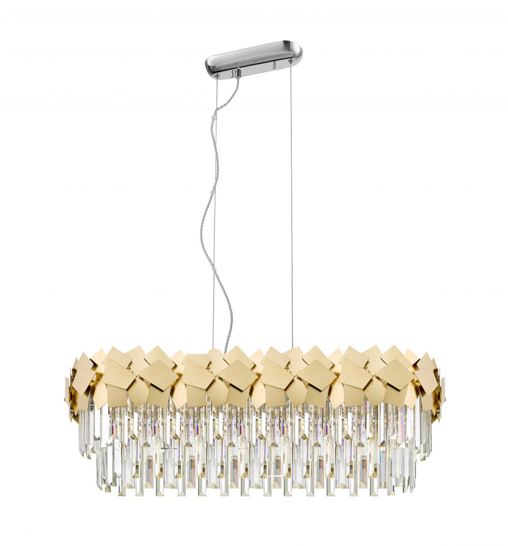 Impex Lighting Celine 6-Light Gold Laser Cut Crystal Island Chandelier
