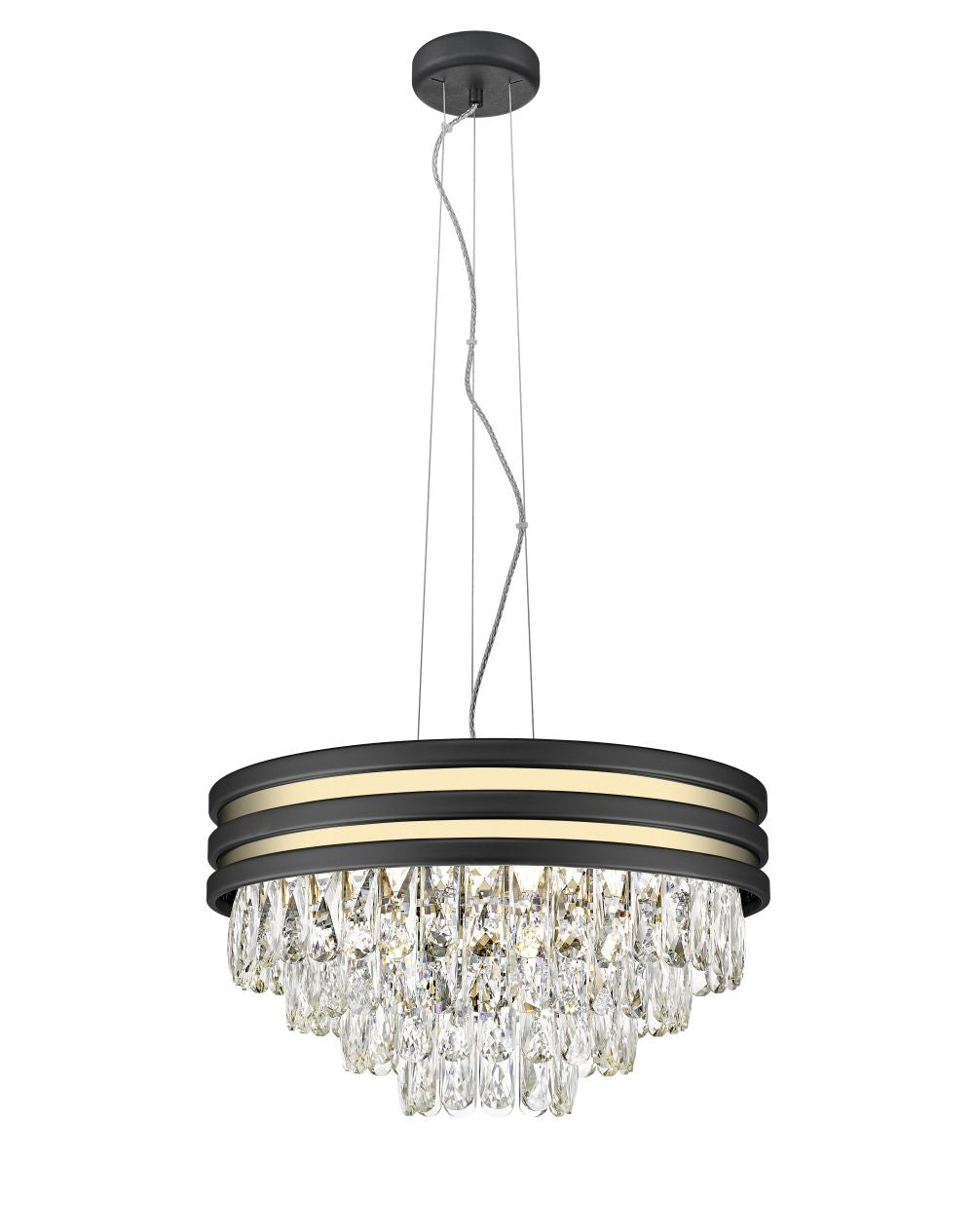 Impex Lighting Cuba 5-Light Gold & Matt Black Crystal Pendant Chandelier
