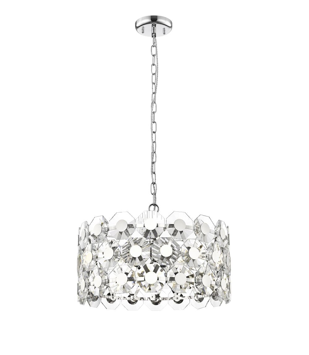 Impex Lighting Bahamas 6-Light Chrome Crystal Drum Pendant Chandelier