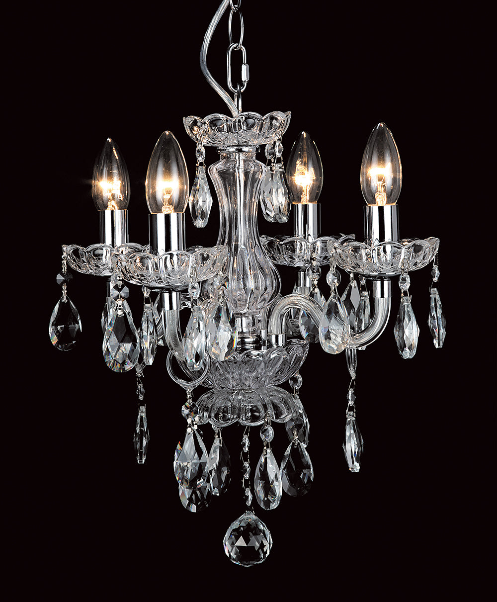 Impex Lighting Rodeo 4-Light Clear Crystal Chrome Candle Chandelier