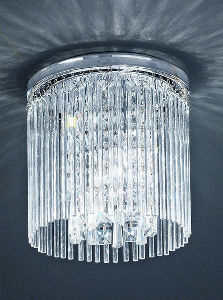Franklite 250mm Chrome Crystal IP44 Flush Chandelier