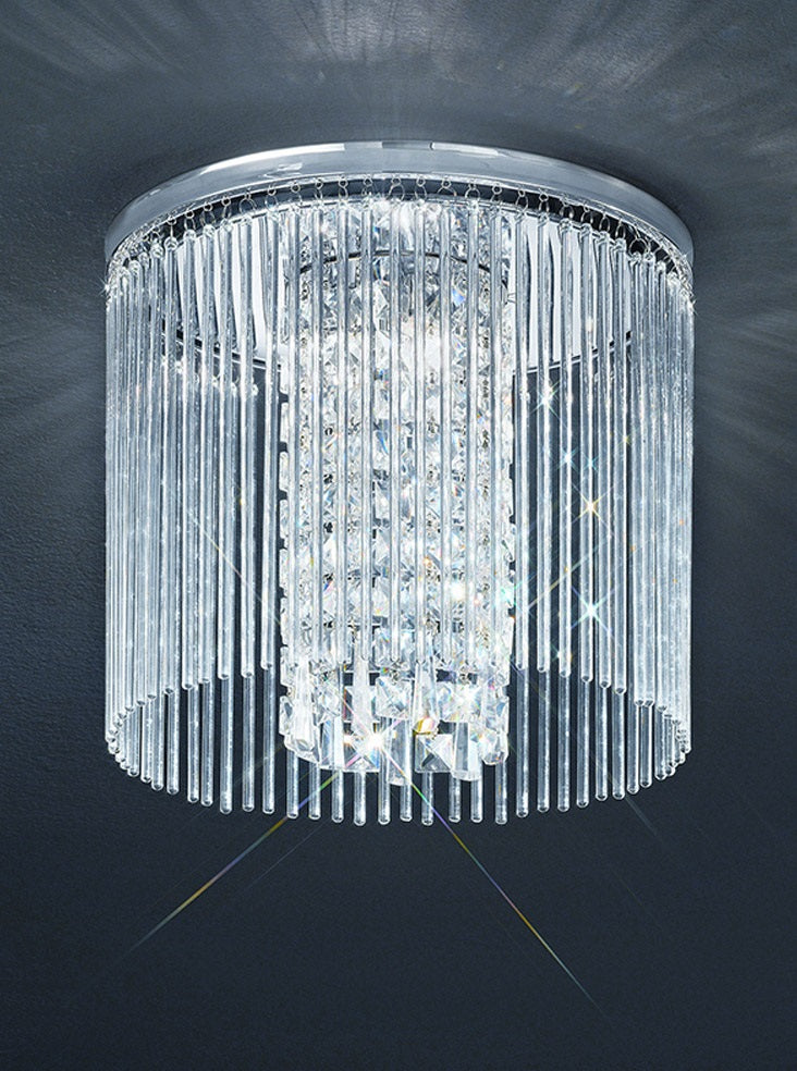 Franklite 350mm Chrome Crystal IP44 Flush Chandelier