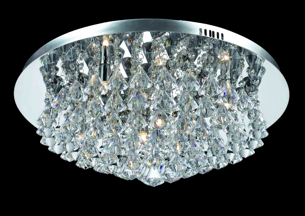 Impex Lighting Parma 8-Light Chrome Crystal Flush Chandelier