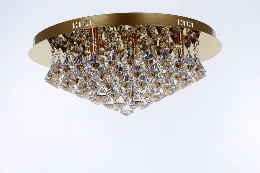 Impex Lighting Parma 8-Light Gold Crystal Flush Chandelier