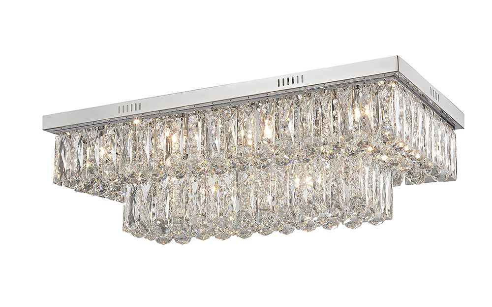 Impex Lighting Lilou 12-Light Chrome Crystal Flush Chandelier