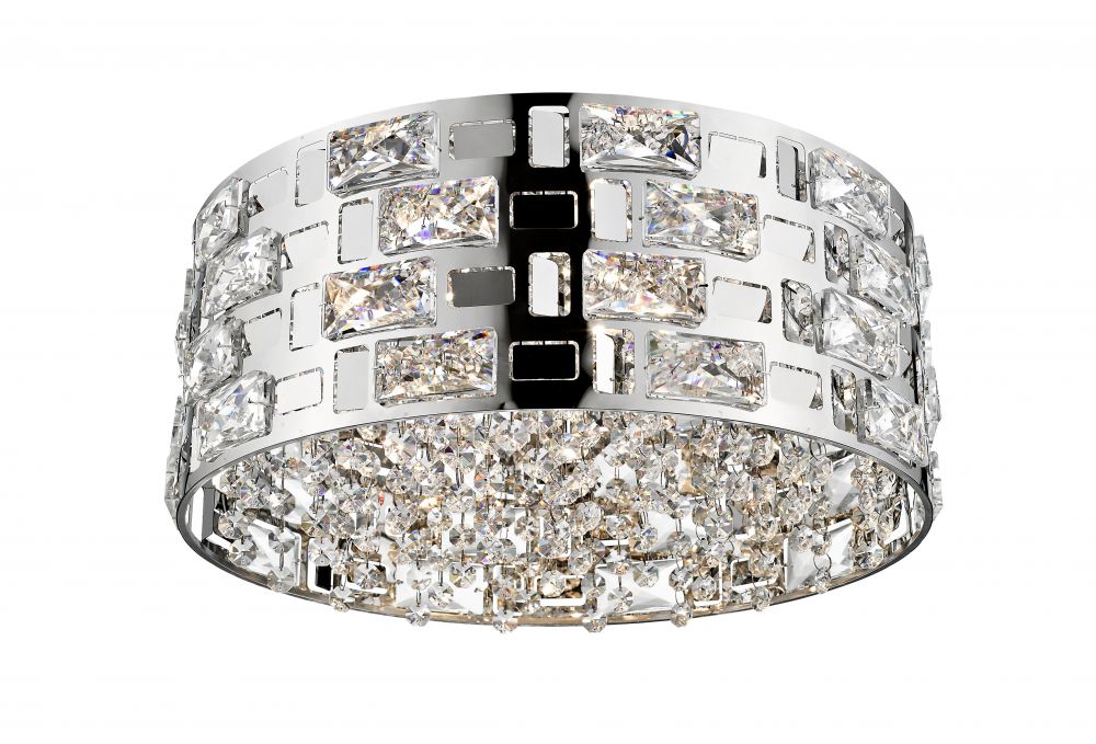 Impex Lighting Lola 5-Light Crystal Chrome Flush Chandelier