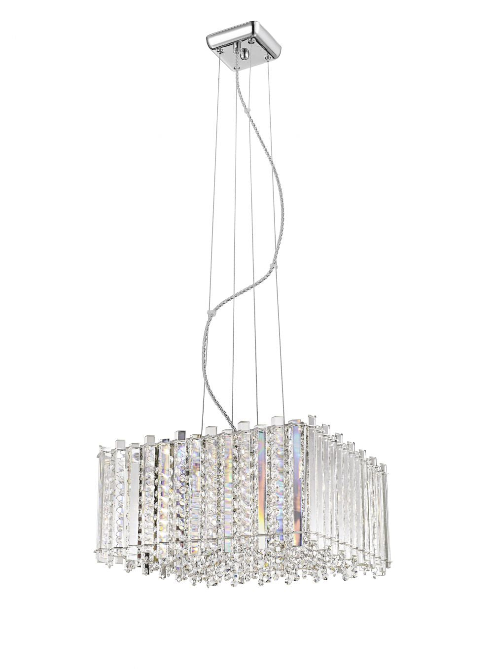 Impex Lighting Clara 5-Light Chrome Square Crystal Pendant Chandelier