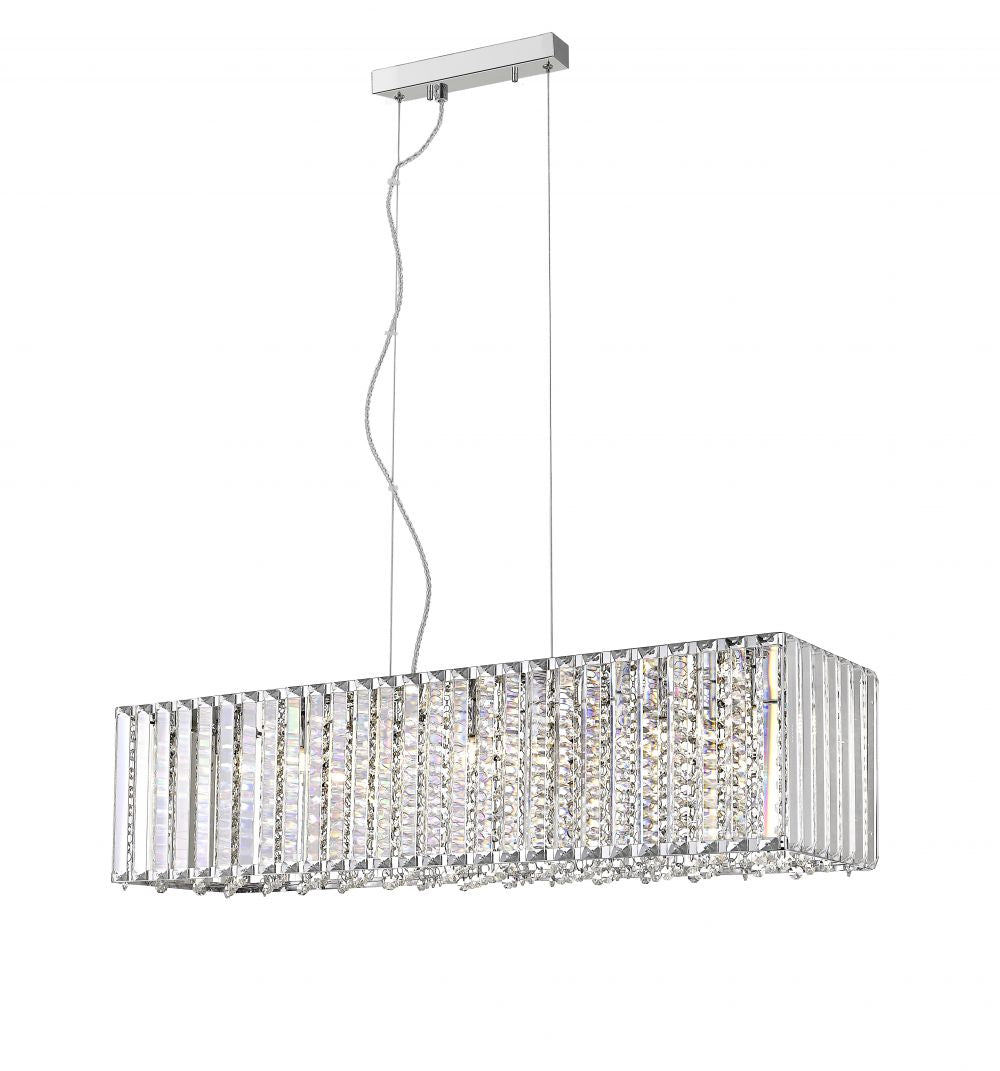 Impex Lighting Diore 7-Light Oblong Crystal Chrome Island Chandelier