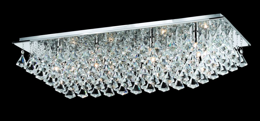 Impex Lighting Parma 8-Light Oblong Crystal Chrome Flush Chandelier