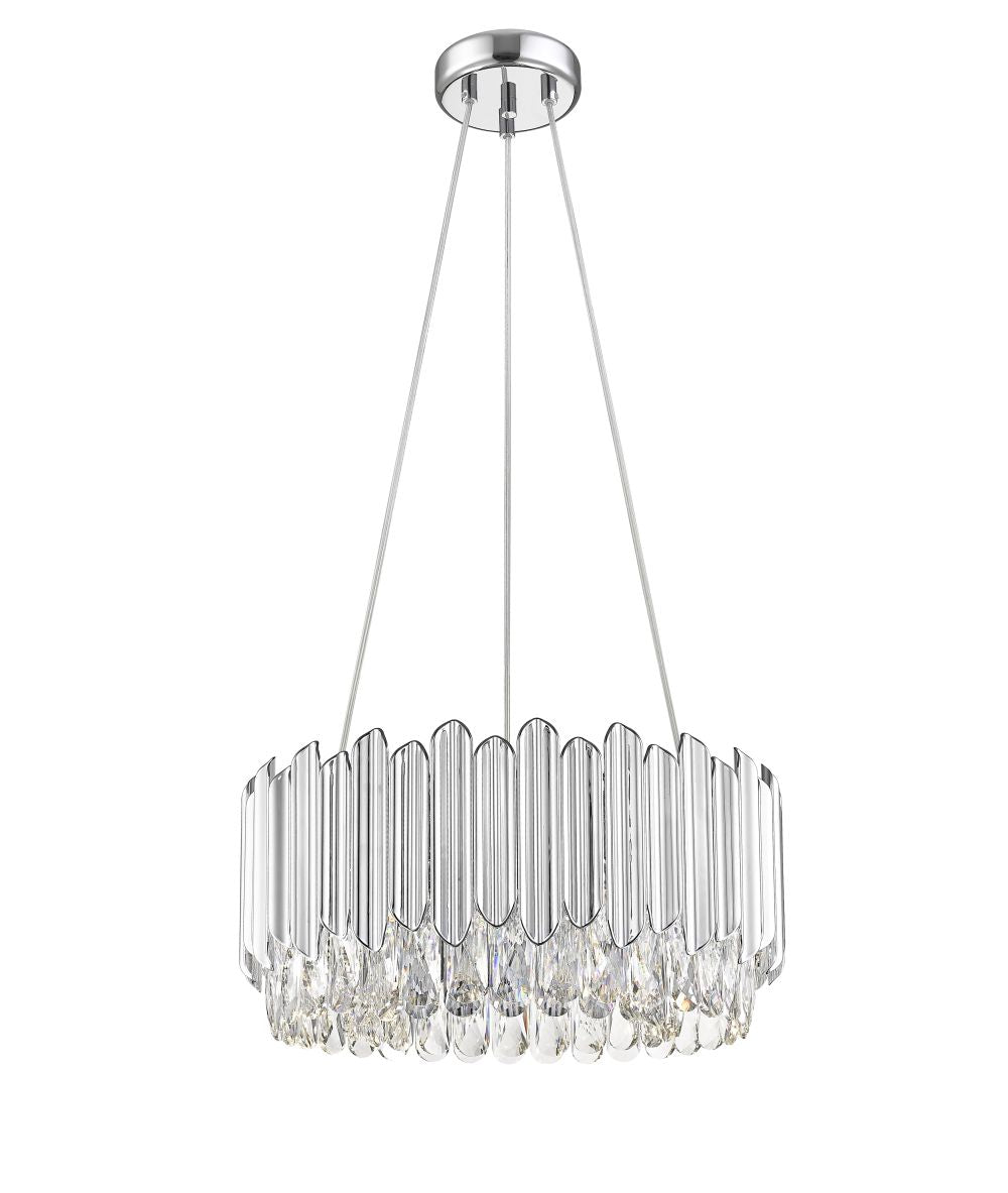 Impex Lighting Grenada 5-Light Crystal Chrome Drum Pendant Chandelier