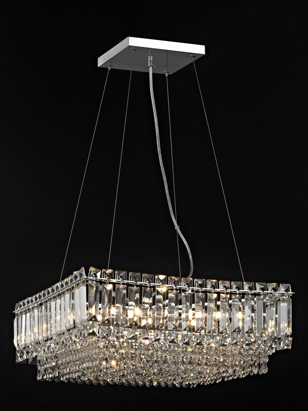 Impex Lighting Alvery Large 9-Light Crystal Square Chrome Chandelier