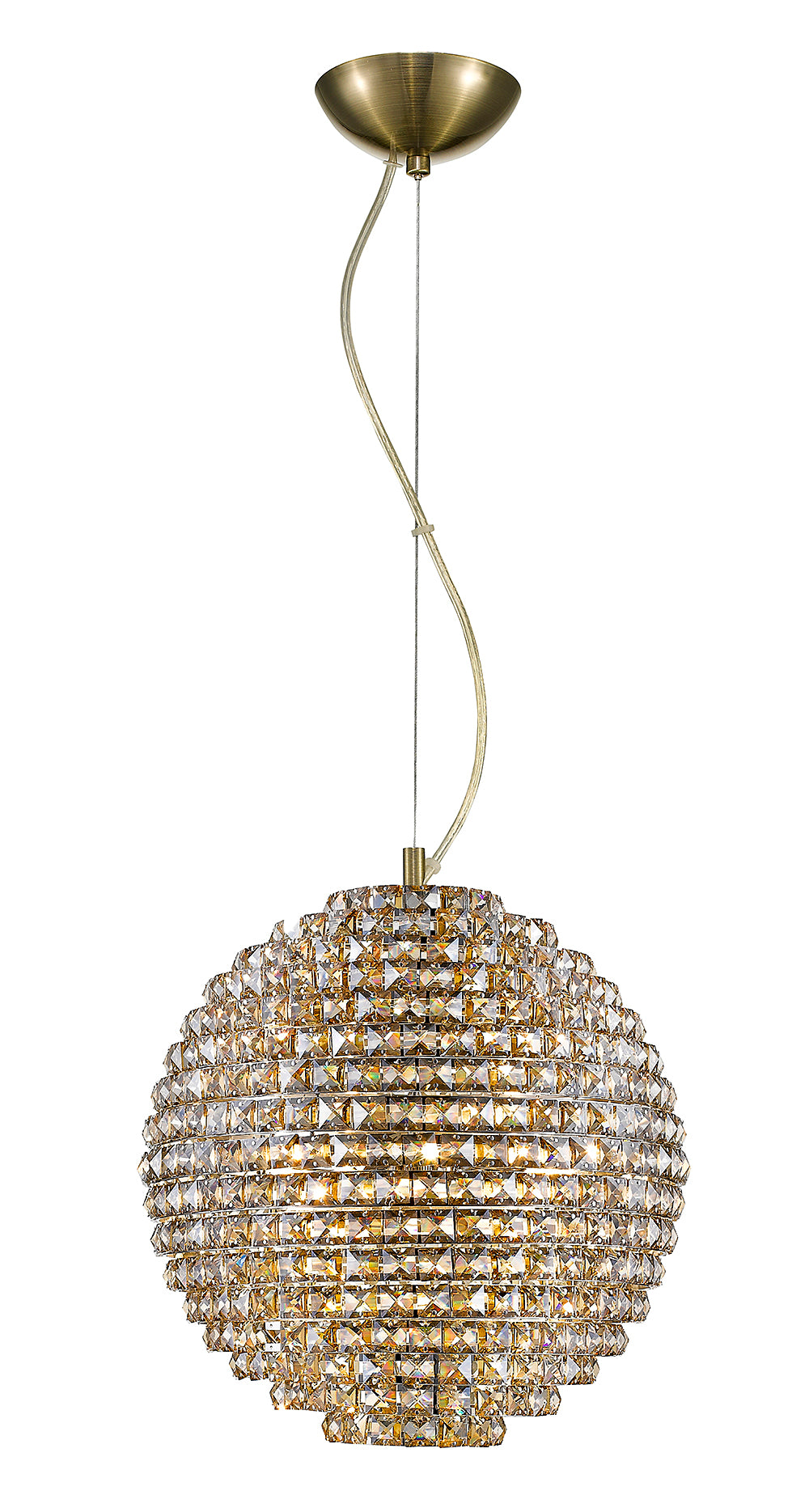 Impex Lighting Nord Large 5-Light Champagne Crystal Antique Brass Chandelier