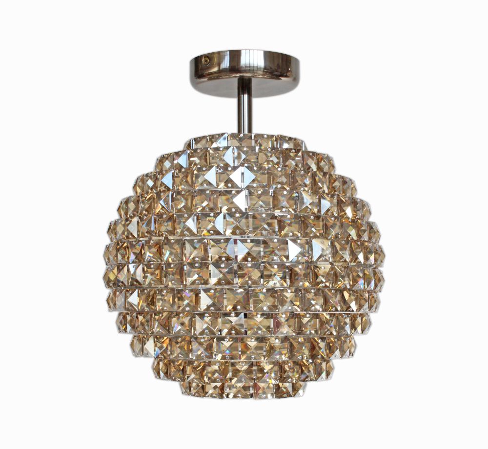 Impex Lighting Nord 4-Light Champagne Crystal Antique Brass Semi-Flush Chandelier