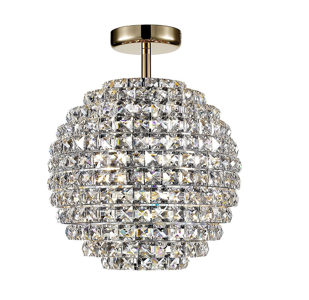 Impex Lighting Nord 4-Light Clear Crystal Gold Semi-Flush Chandelier