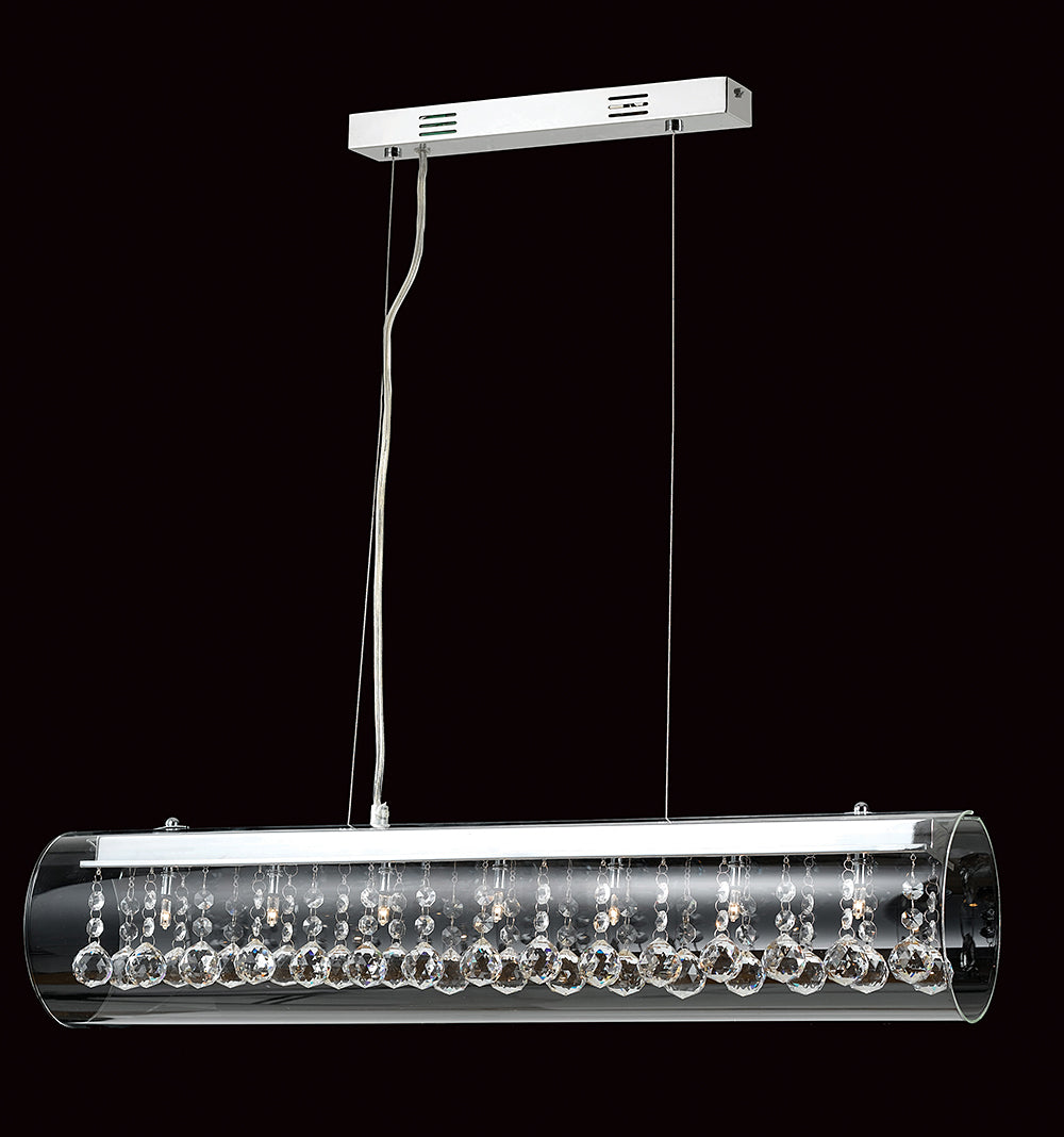 Impex Lighting Verona 7-Light Horizontal Glass Cylinder Chrome Chandelier
