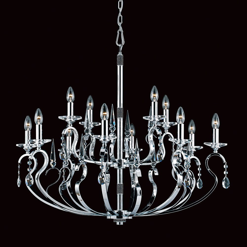 Impex Lighting Rhinestone & Crystal 12-Light Chrome Candle Chandelier