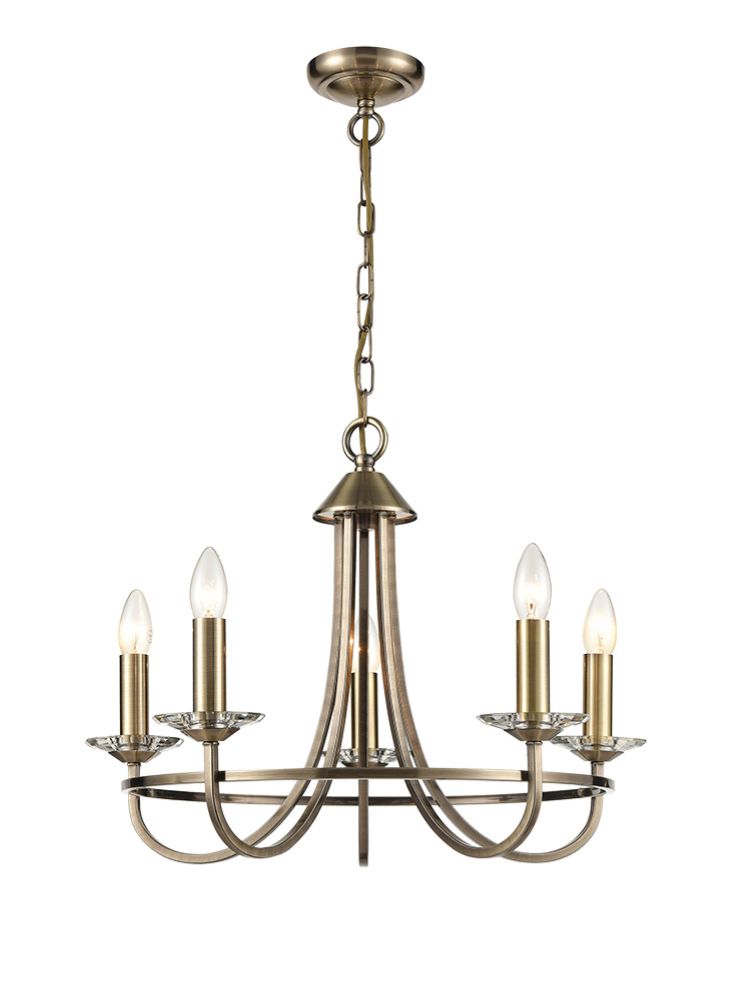 Franklite Carousel 5-Light Bronze Crystal Candle Chandelier