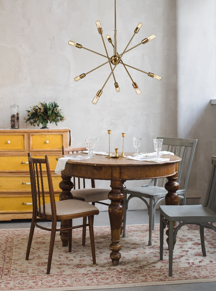 Franklite Centrix 10-Light Old Gold Adjustable Arm Sputnik Chandelier