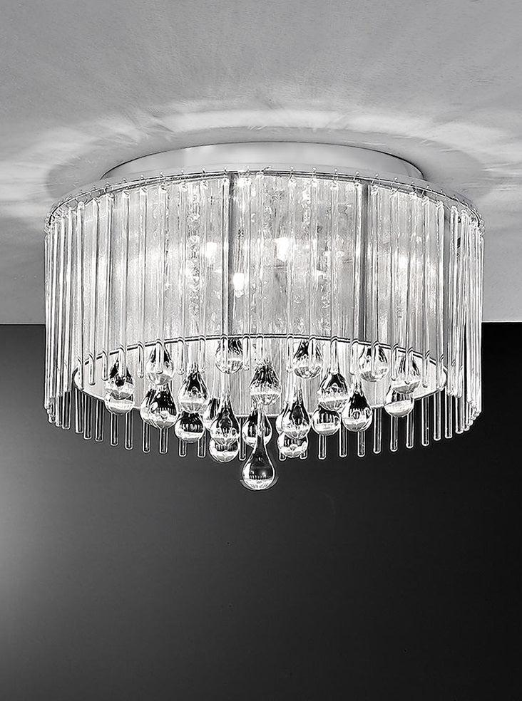 Franklite Spirit 6-Light Chrome Crystal Flush Chandelier