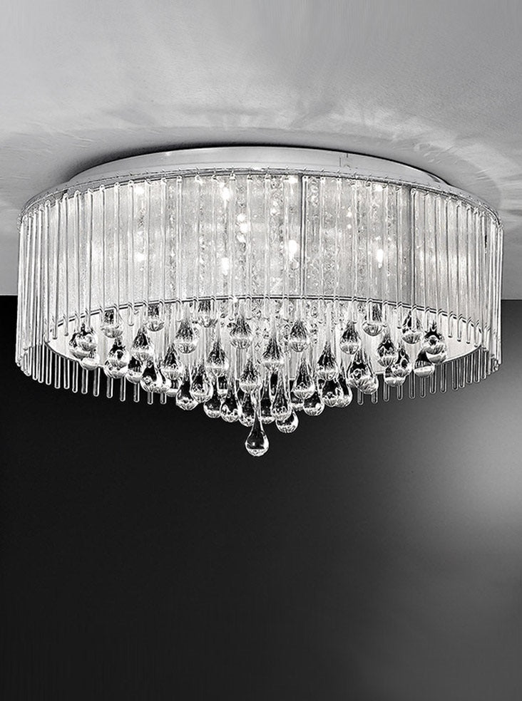 Franklite Spirit 8-Light Chrome Crystal Flush Chandelier