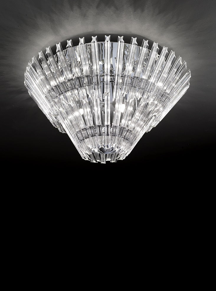 Franklite Imagine 12-Light Chrome Crystal Rod Flush Chandelier