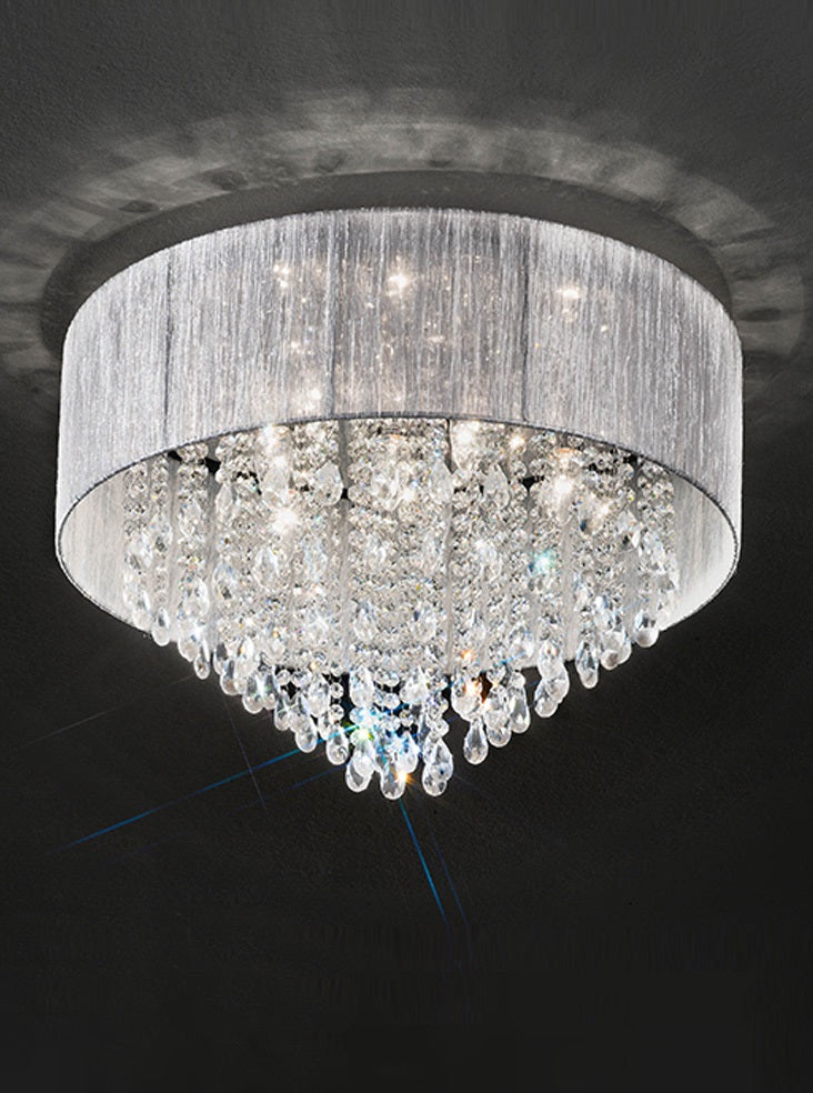Franklite Royale 7-Light Chrome Crystal Flush Chandelier
