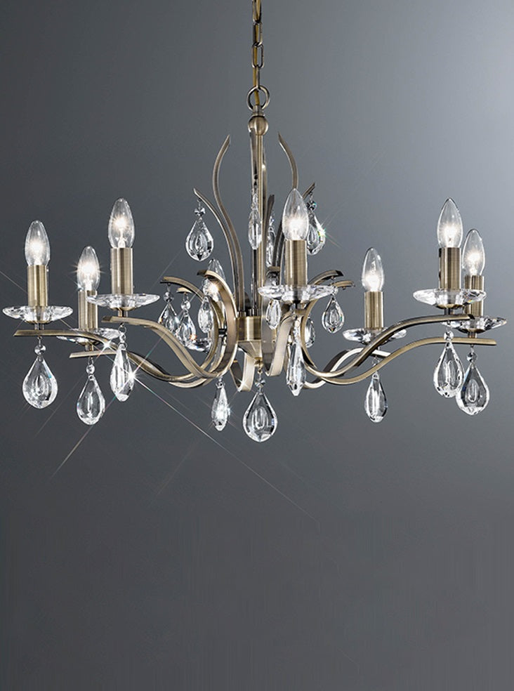Franklite Willow 8-Light Bronze Crystal Candle Chandelier