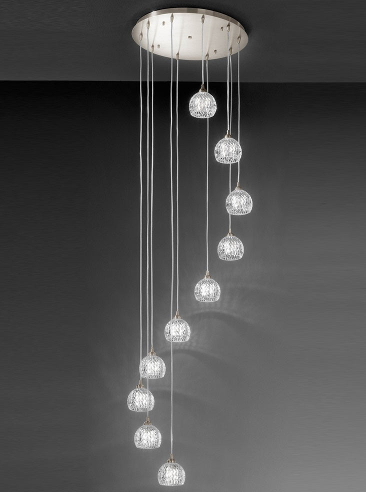 Franklite Tierney 10-Light Satin Nickel Glass Flush Chandelier