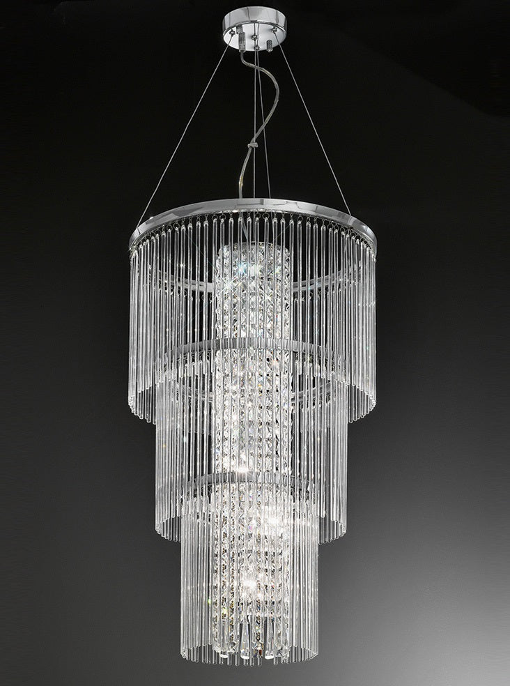 Franklite Charisma 6-Light Chrome Glass Rod Crystal Chandelier