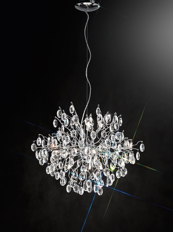 Franklite Wisteria 12-Light Chrome Crystal Round Chandelier