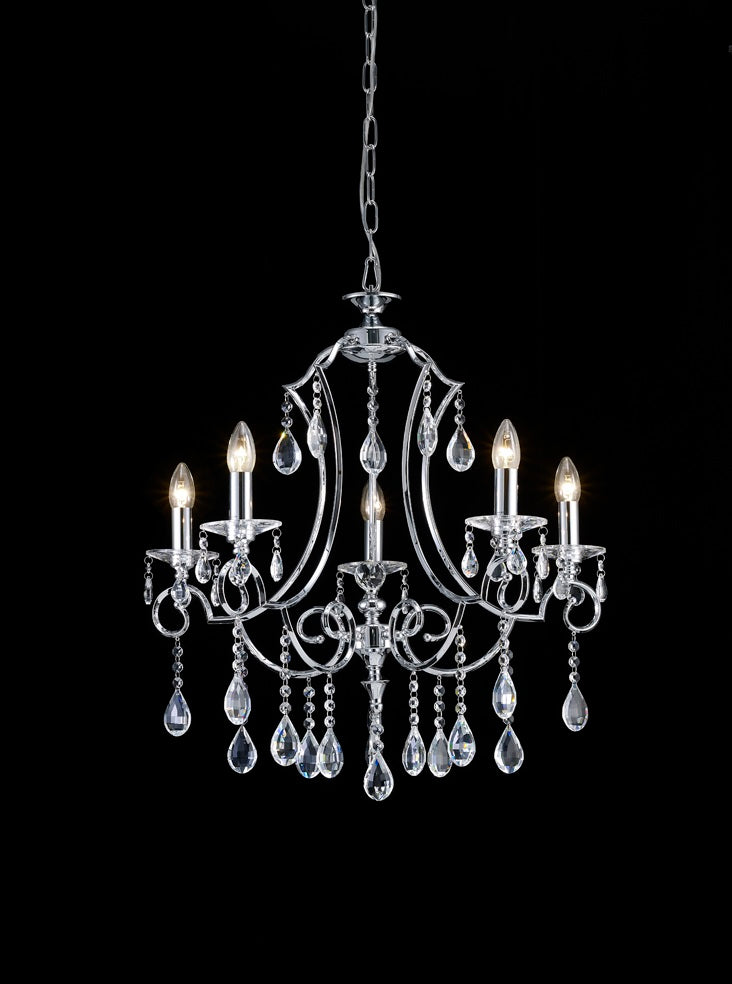 Franklite Cinzia 5-Light Chrome Crystal Candle Chandelier