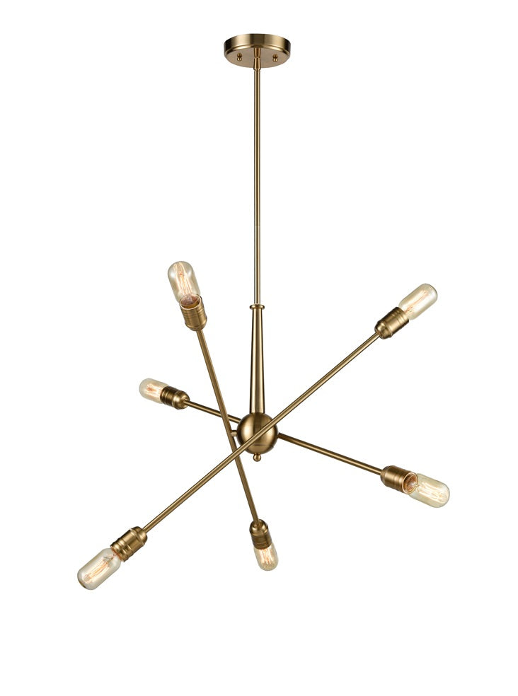 Franklite Centrix 6-Light Old Gold Adjustable Arm Sputnik Chandelier