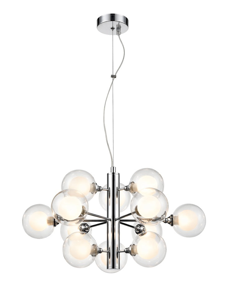 Franklite Bubble 12-Light Chrome Glass Sphere Globe Chandelier