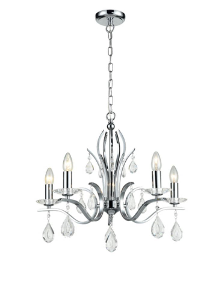 Franklite Willow 5-Light Chrome Crystal Candle Chandelier