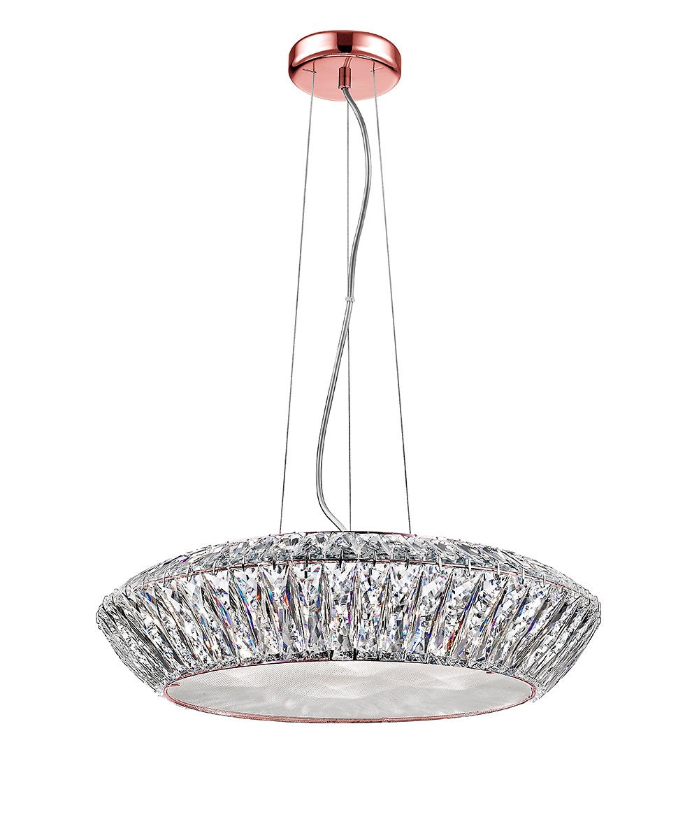 Impex Lighting Armel 5-Light Crystal Rosy Gold LED Pendant Chandelier