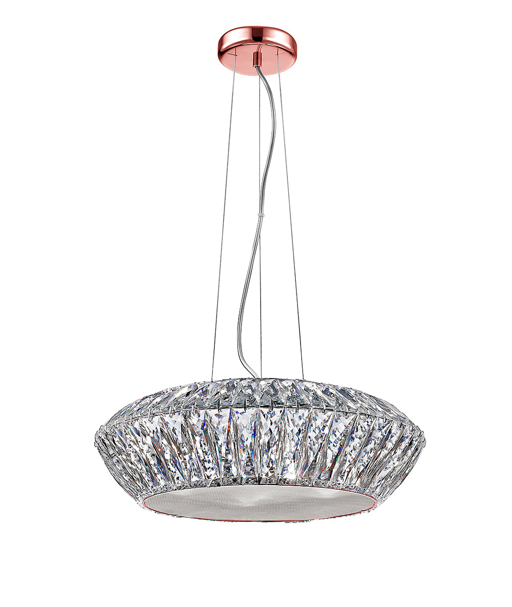 Impex Lighting Armel 7-Light Crystal Rosy Gold LED Pendant Chandelier