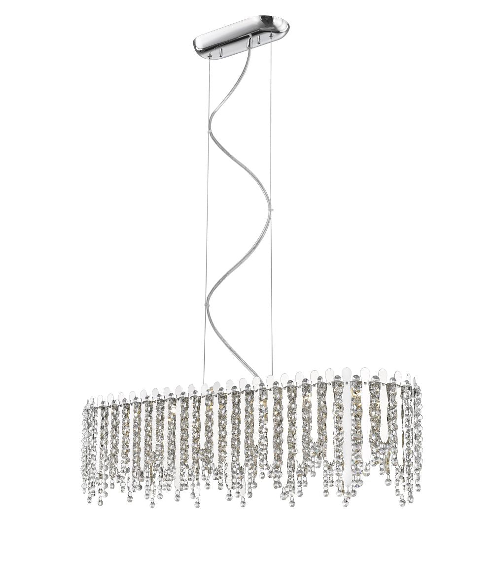 Impex Lighting Belize 6-Light Oblong Crystal Chrome LED Island Chandelier