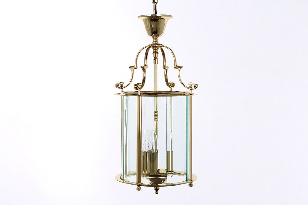 Impex Lighting Colchester 9" Glass 3-Light Polished Brass Lantern Chandelier