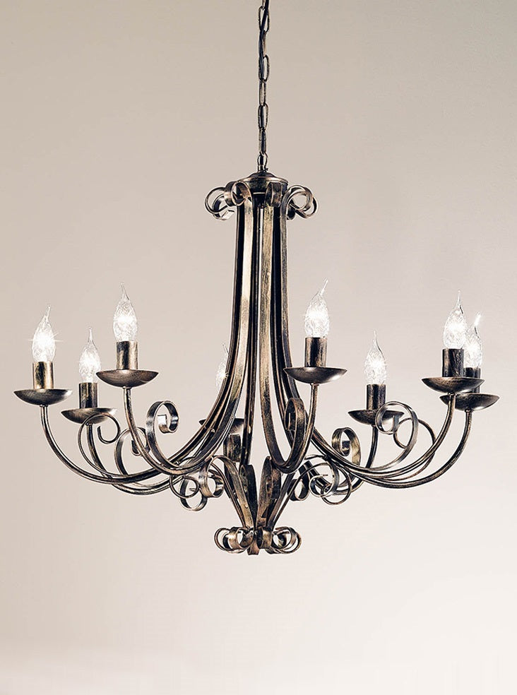Franklite Babylon 8-Light Autumn Ironwork Candle Chandelier