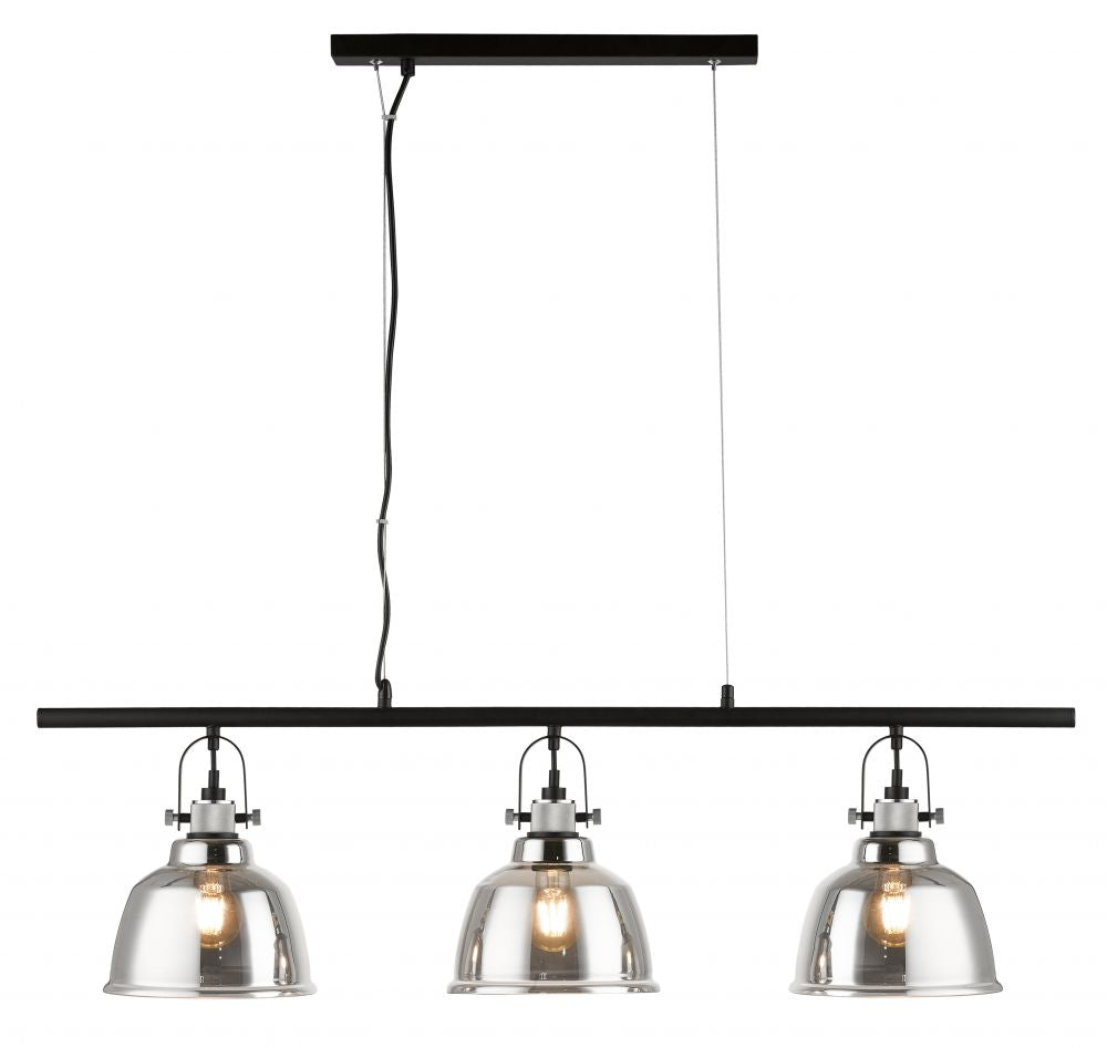 Impex Lighting Ava 3-Light Linear Smoke Glass Island Chandelier
