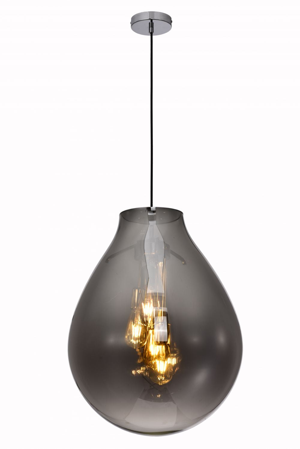 Impex Lighting Rio Large 4-Light Smoke Crystal Pendant Chandelier